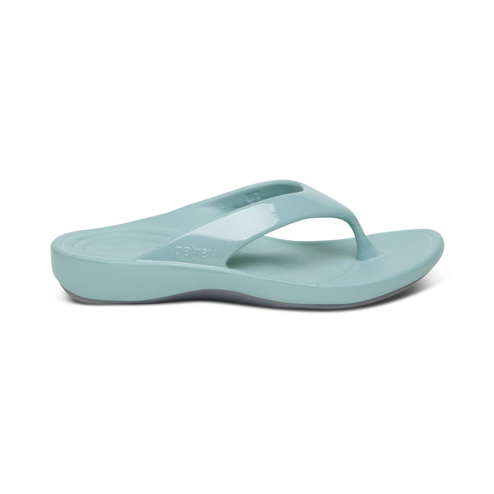 Aetrex Women's Maui Flip Flops - Blue | USA YSDJYTD